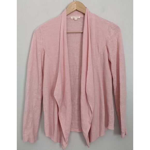 Eileen Fisher Organic Linen Pink Open Front Cardigan - Picture 1 of 5